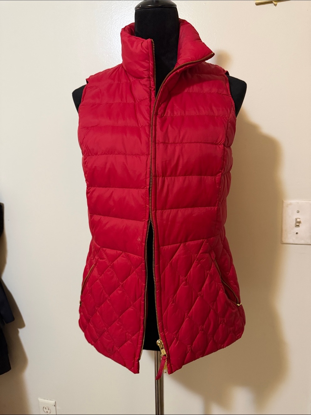Talbots Red Quilted Sleeveless Puffer Vest